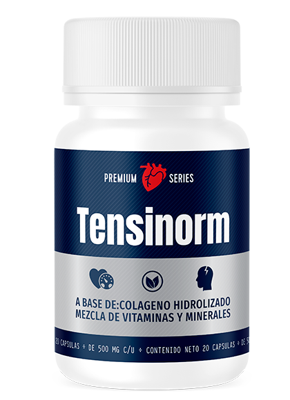 Frasco de Tensinorm con espino blanco, CoQ10 y magnesio para apoyo cardiovascular